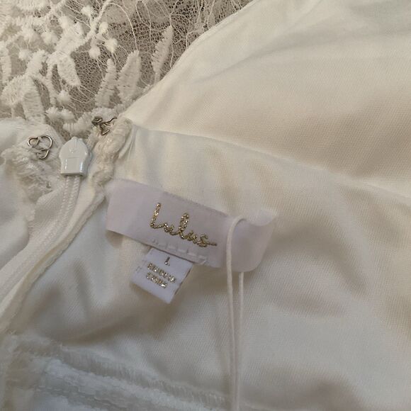 Lulus Sweetest Beloved Maxi Dress Women's L White Mesh Embroidered NWT - Picture 11 of 13